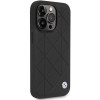 BMW BMHCP14L22RQDK Leather Quilted pevné puzdro pre iPhone 14 Pro 6,1", čierne