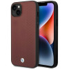 BMW BMHCP14S22RFGR Leather Diamond Pattern pevné puzdro pre iPhone 14 6,1", bordové