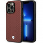 BMW BMHCP14L22RFGR Leather Diamond Pattern pevné puzdro pre iPhone 14 Pro 6,1", bordové
