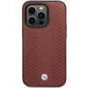 BMW BMHCP14L22RFGR Leather Diamond Pattern pevné puzdro pre iPhone 14 Pro 6,1", bordové
