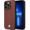 BMW BMHCP14X22RFGR Leather Diamond Pattern pevné puzdro pre iPhone 14 Pro Max 6,7", bordové