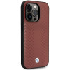 BMW BMHCP14X22RFGR Leather Diamond Pattern pevné puzdro pre iPhone 14 Pro Max 6,7", bordové