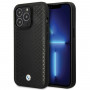 BMW BMHCP14L22RFGK Leather Diamond Pattern pevné puzdro pre iPhone 14 Pro 6,1", čierne