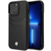 BMW BMHCP14L22RSEPK puzdro pre iPhone 14 Pro, čierne, Leather Card Slot