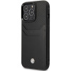 BMW BMHCP14L22RSEPK puzdro pre iPhone 14 Pro, čierne, Leather Card Slot