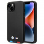 BMW BMHCP14M22PTDK puzdro pre iPhone 14 Plus, čierne, Leather Stamp Tricolor
