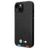 BMW BMHCP14M22PTDK puzdro pre iPhone 14 Plus, čierne, Leather Stamp Tricolor