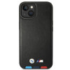 BMW BMHCP14M22PTDK puzdro pre iPhone 14 Plus, čierne, Leather Stamp Tricolor