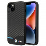 BMW BMHCP14M22NBCK puzdro pre iPhone 14 Plus, čierne, Leather Carbon