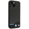 BMW BMHCP14M22NBCK puzdro pre iPhone 14 Plus, čierne, Leather Carbon