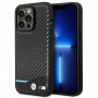 BMW BMHCP14L22NBCK puzdro pre iPhone 14 Pro, čierne, Leather Carbon