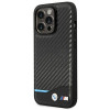 BMW BMHCP14L22NBCK puzdro pre iPhone 14 Pro, čierne, Leather Carbon