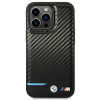 BMW BMHCP14L22NBCK puzdro pre iPhone 14 Pro, čierne, Leather Carbon