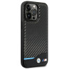 BMW BMHCP14L22NBCK puzdro pre iPhone 14 Pro, čierne, Leather Carbon