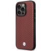 BMW BMHMP14L22RFGR Leather Diamond Pattern MagSafe puzdro pre Apple iPhone 14 Pro 6,1″, bordové