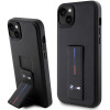 BMW BMHCP14M22GSLK Grip Stand Hot Stamp tvrdé puzdro pre Apple iPhone 14 Plus / 15 Plus, čierne