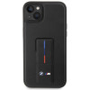 BMW BMHCP14M22GSLK Grip Stand Hot Stamp tvrdé puzdro pre Apple iPhone 14 Plus / 15 Plus, čierne