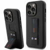 BMW BMHCP14L22GSLK Grip Stand Hot Stamp tvrdé puzdro pre Apple iPhone 14 Pro, čierne