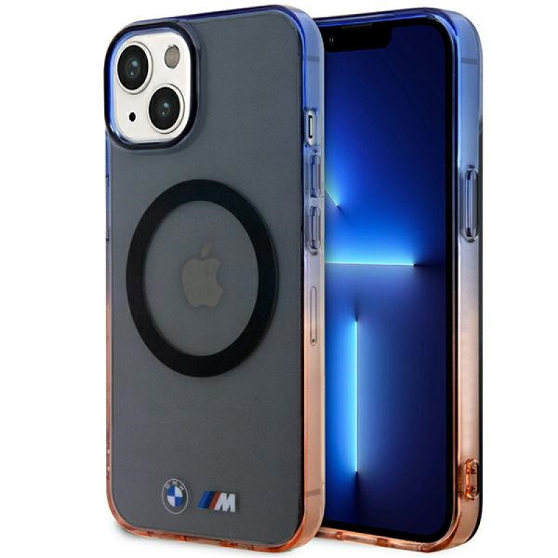 BMW BMHMP14MHTGE Gradient Bumper MagSafe tvrdé puzdro pre Apple iPhone 14 Plus / 15 Plus, sivé