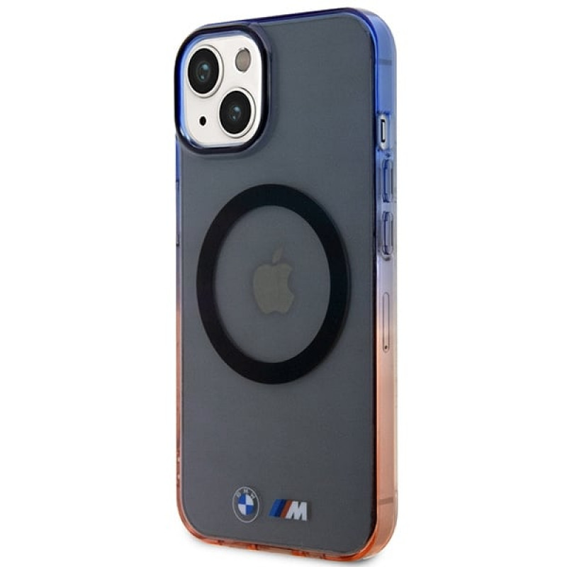 BMW BMHMP14MHTGE Gradient Bumper MagSafe tvrdé puzdro pre Apple iPhone 14 Plus / 15 Plus, sivé