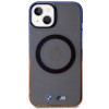 BMW BMHMP14MHTGE Gradient Bumper MagSafe tvrdé puzdro pre Apple iPhone 14 Plus / 15 Plus, sivé