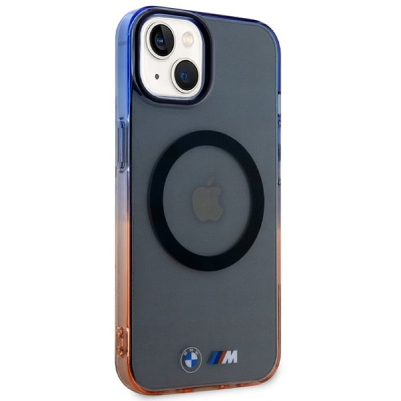 BMW BMHMP14MHTGE Gradient Bumper MagSafe tvrdé puzdro pre Apple iPhone 14 Plus / 15 Plus, sivé