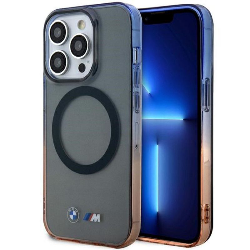 BMW BMHMP14LHTGE Gradient Bumper MagSafe tvrdé puzdro pre Apple iPhone 14 Pro, sivé
