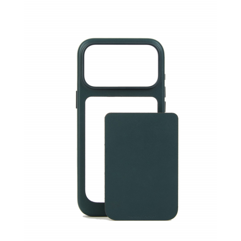 Mujjo Troubadour Modular Leather Case kožené puzdro pre Apple iPhone 18 Pro Max / 17 Pro Max, MagSafe, obsidiánovo zelené