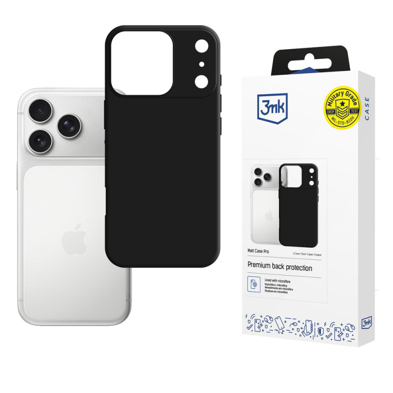 3mk Matt Case Pro kryt pre Apple iPhone 17 Pro Max, matne čierny
