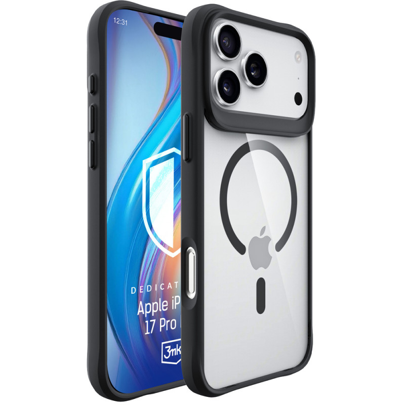 3mk Satin Armor MagCase kryt pre Apple iPhone 17 Pro Max, priehľadný čierny