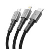 Tech-Protect UltraBoost DNA kábel 3v1 USB-A na Lightning / USB-C / Micro-USB, 3 A, 120 cm, železná sivá