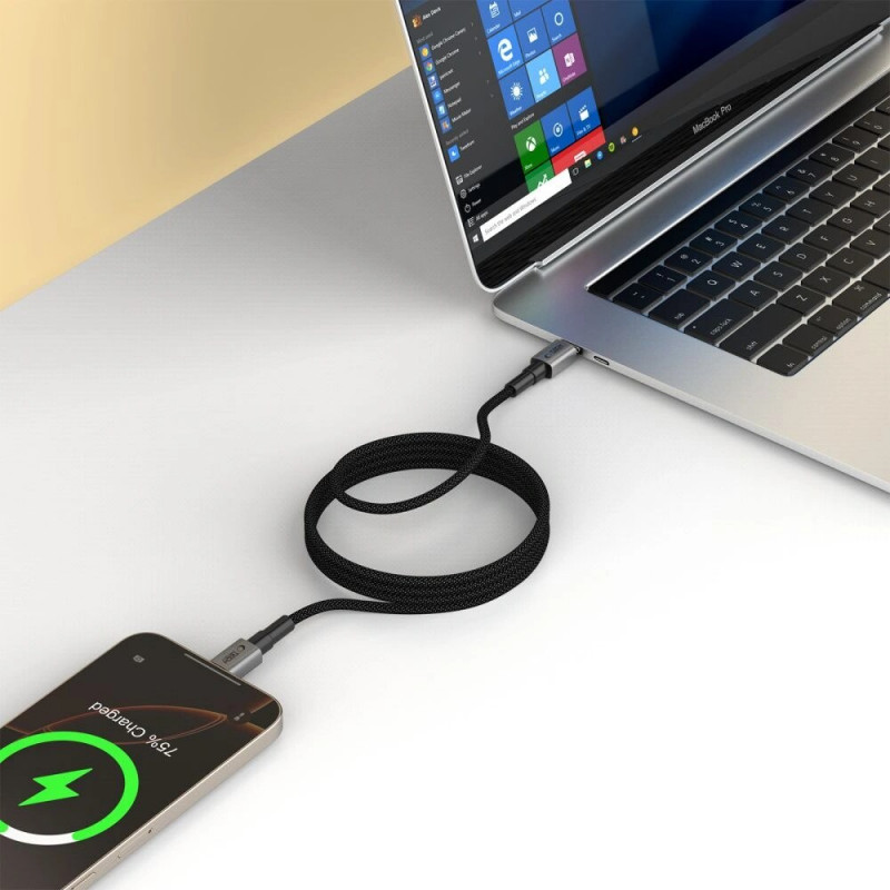 Tech-Protect Ultraboost DNA MagTwist kábel USB-C PD 100W / 5A, 200 cm, železno sivý