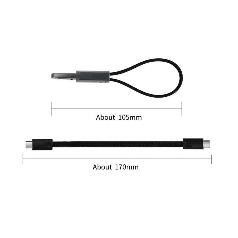 Tech-Protect Ultraboost DNA kábel USB-C / USB-C na kľúče PD 60W / 3A, 17 cm, železno sivý