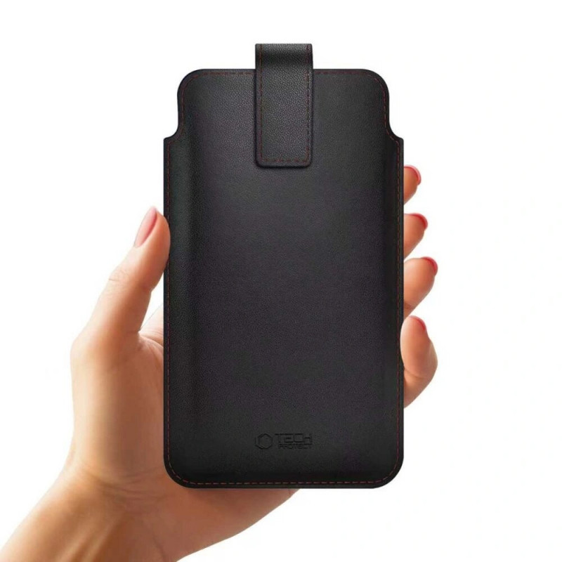 Tech-Protect SM65 univerzálne puzdro na telefón, 6,0-6,9 palca, ekokoža, čierno-červené