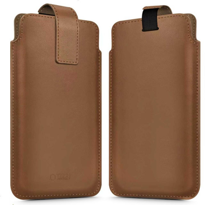Tech-Protect SM65 univerzálne puzdro na telefón, 6,0-6,9 palca, ekokoža, hnedé
