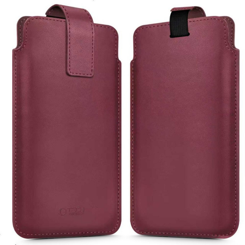 Tech-Protect SM65 univerzálne puzdro na telefón, 6,0-6,9 palca, ekokoža, bordové