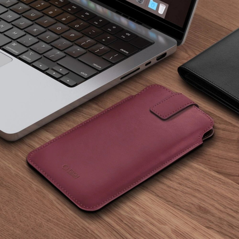 Tech-Protect SM65 univerzálne puzdro na telefón, 6,0-6,9 palca, ekokoža, bordové