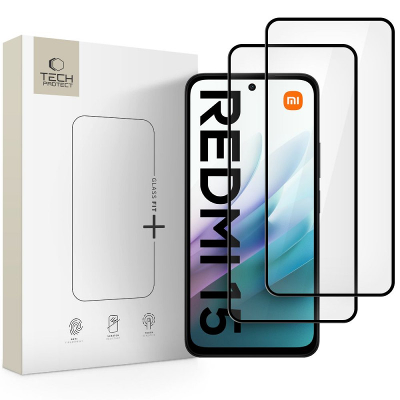 Tech-Protect Glass Fit+ tvrdené sklo pre Xiaomi Redmi 15 4G / 5G, čierne (2 ks)
