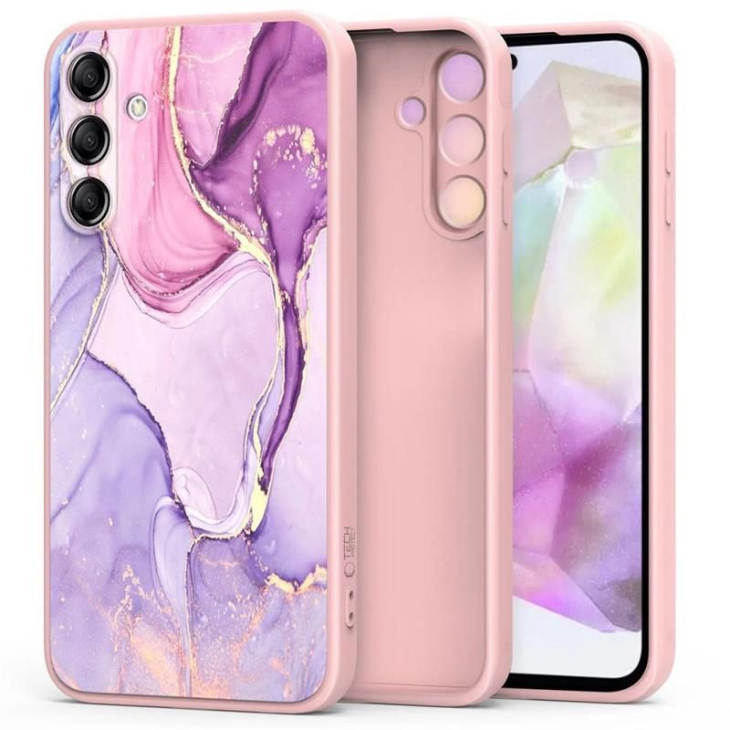 Tech-Protect Icon silikónové puzdro pre Samsung Galaxy S25 FE, mramor, ružové