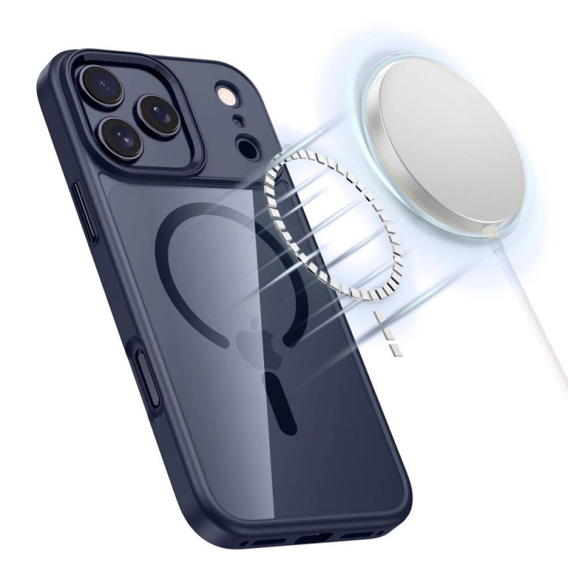 Tech-Protect MagMat MagSafe puzdro pre Apple iPhone 17 Pro, tmavomodré/priehľadné