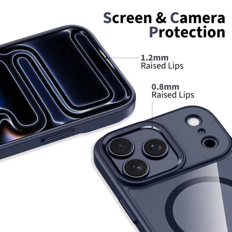 Tech-Protect MagMat MagSafe puzdro pre Apple iPhone 17 Pro Max, tmavomodré/priehľadné