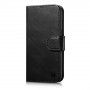 iCarer Oil Wax Wallet Case 2in1 kožené puzdro s klapkou pre iPhone 14 Plus, Anti-RFID, čierne (WMI14220723-BK)