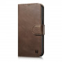 iCarer Oil Wax Wallet Case 2in1 kožené puzdro s klapkou pre iPhone 14 Plus, Anti-RFID, hnedé (WMI14220723-BN)