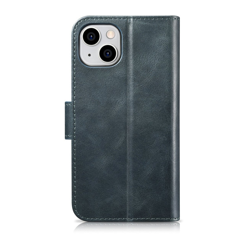 iCarer Oil Wax Wallet Case 2in1 kožené puzdro s klapkou pre iPhone 14 Plus, Anti-RFID, modré (WMI14220723-BU)