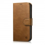 iCarer Oil Wax Wallet Case 2in1 kožené puzdro s klapkou pre iPhone 14 Plus, Anti-RFID, hnedé (WMI14220723-TN)