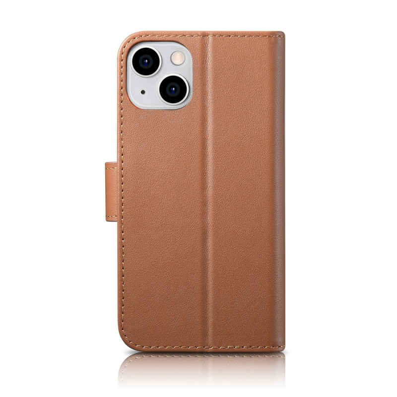 iCarer Wallet Case 2in1 kožené puzdro s klapkou pre iPhone 14 Plus, Anti-RFID, hnedé (WMI14220727-BN)