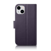 iCarer Wallet Case 2in1 kožené puzdro s klapkou pre iPhone 14 Plus, Anti-RFID, tmavofialové (WMI14220727-DP)