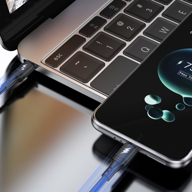 Kábel Dudao L3CC USB-C – USB-C 60 W, 1,2 m, opletený, čierny