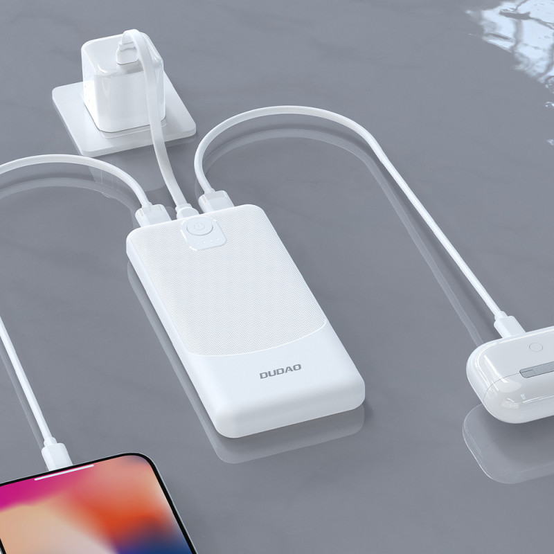 Powerbanka Dudao K10 10000 mAh, 2 x USB-A, 2,4 A, biela