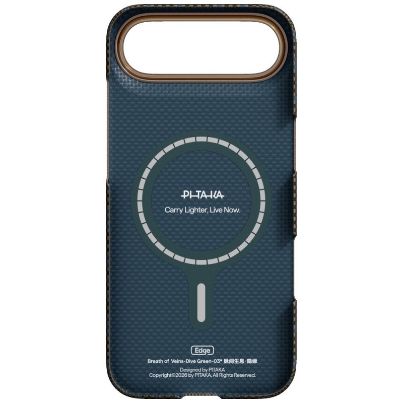 PITAKA Edge Case Breath of Veins puzdro pre Apple iPhone Air, dive green